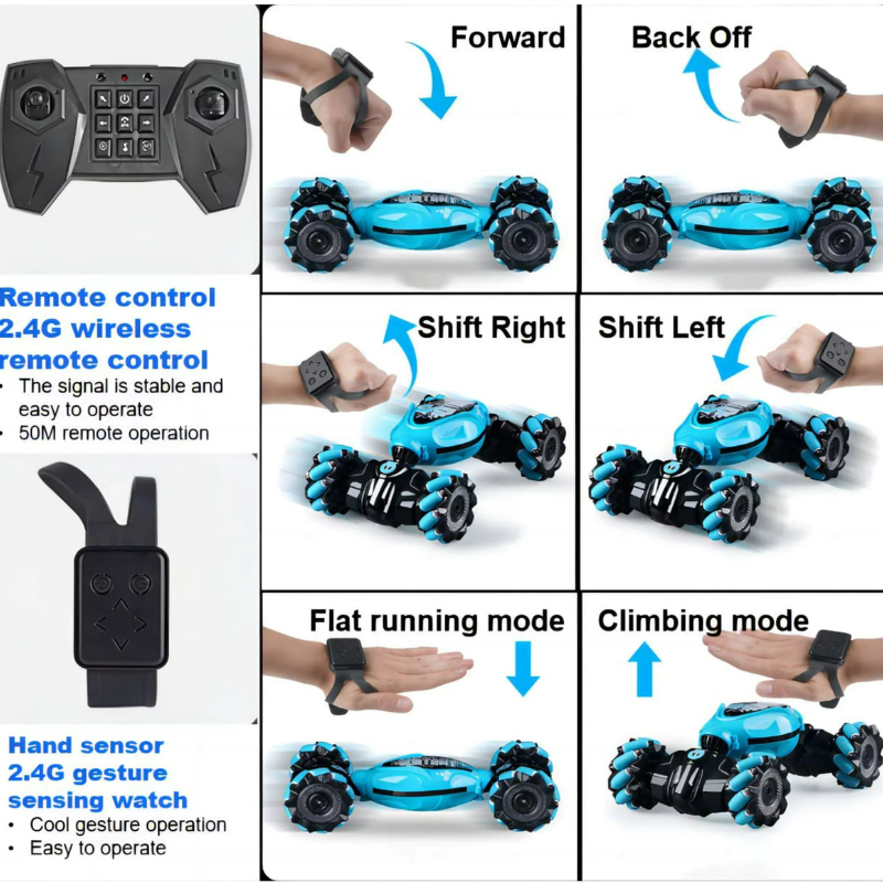 Carro Acrobático a Control Remoto y Sensorial, Recargable