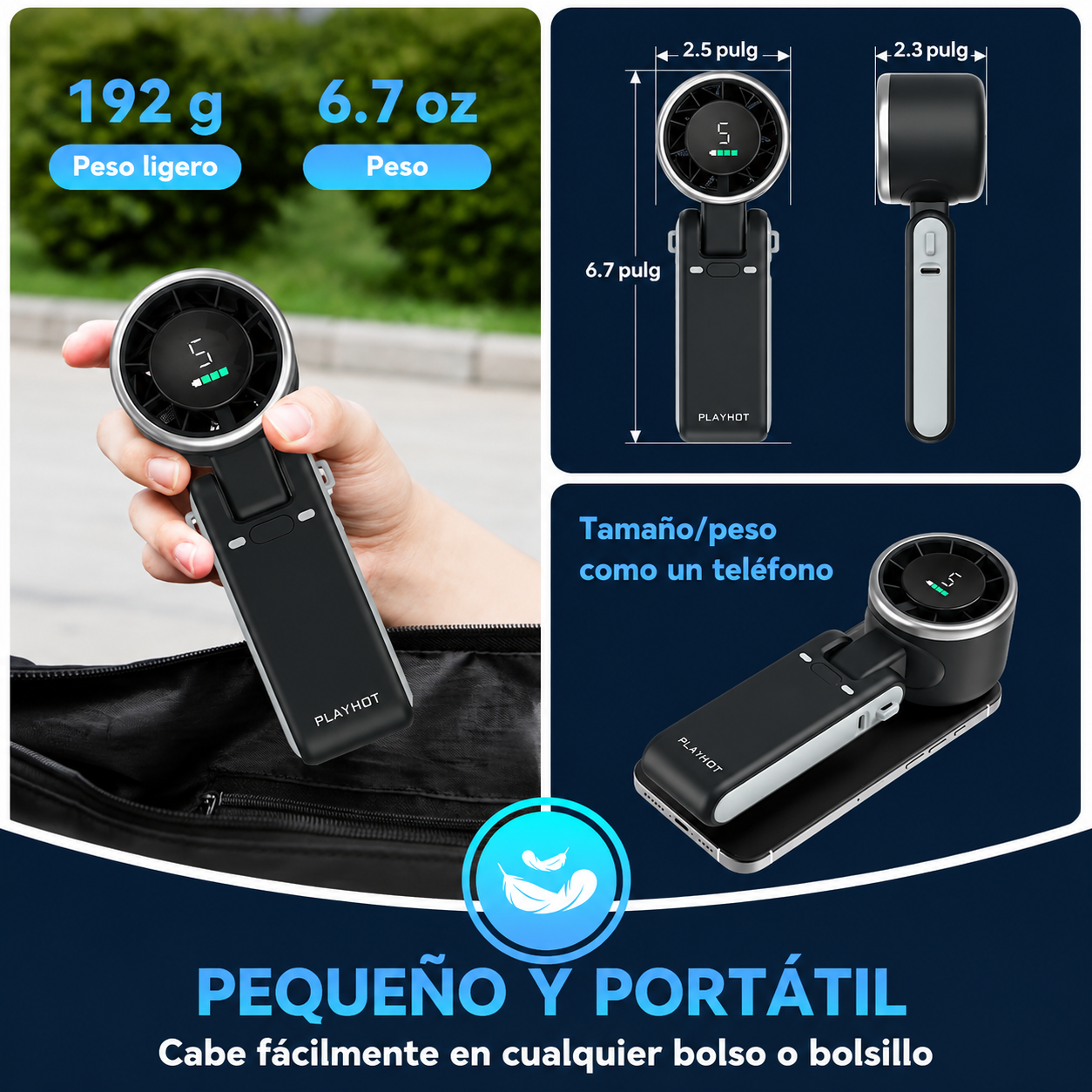 Cool Breeze | Abanico Turbo Portátil 3 en 1