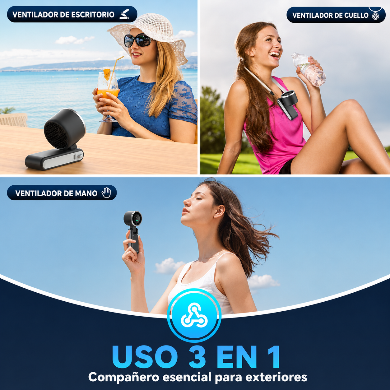 Cool Breeze | Abanico Turbo Portátil 3 en 1