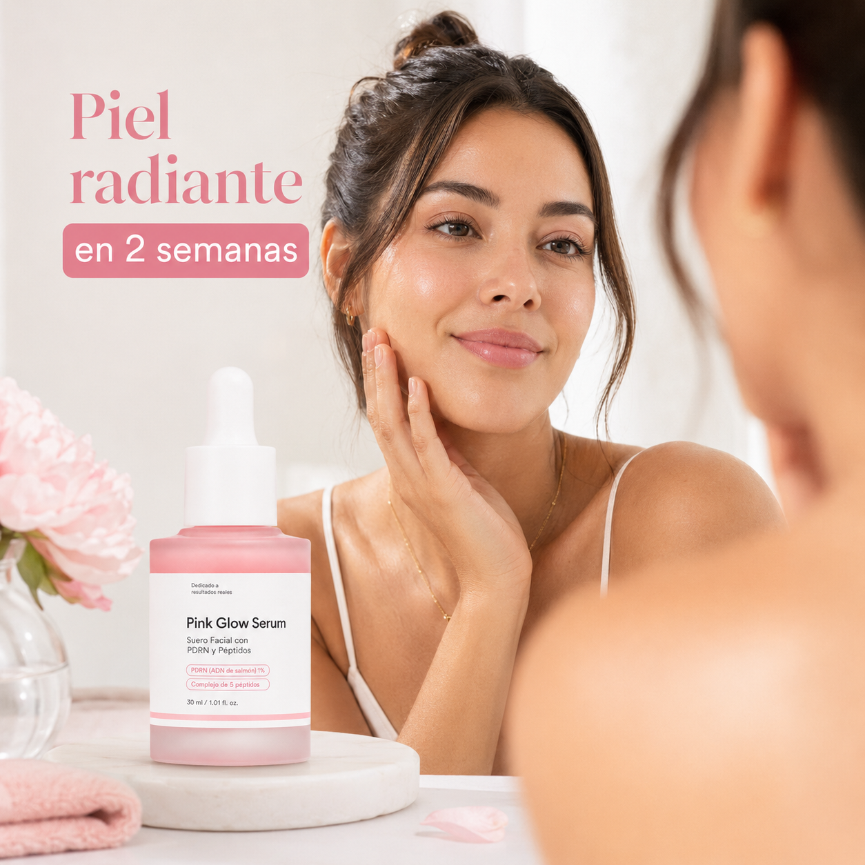Pink Glow Serum | Suero Facial con Péptidos, Niacinamida y ADN de Salmón