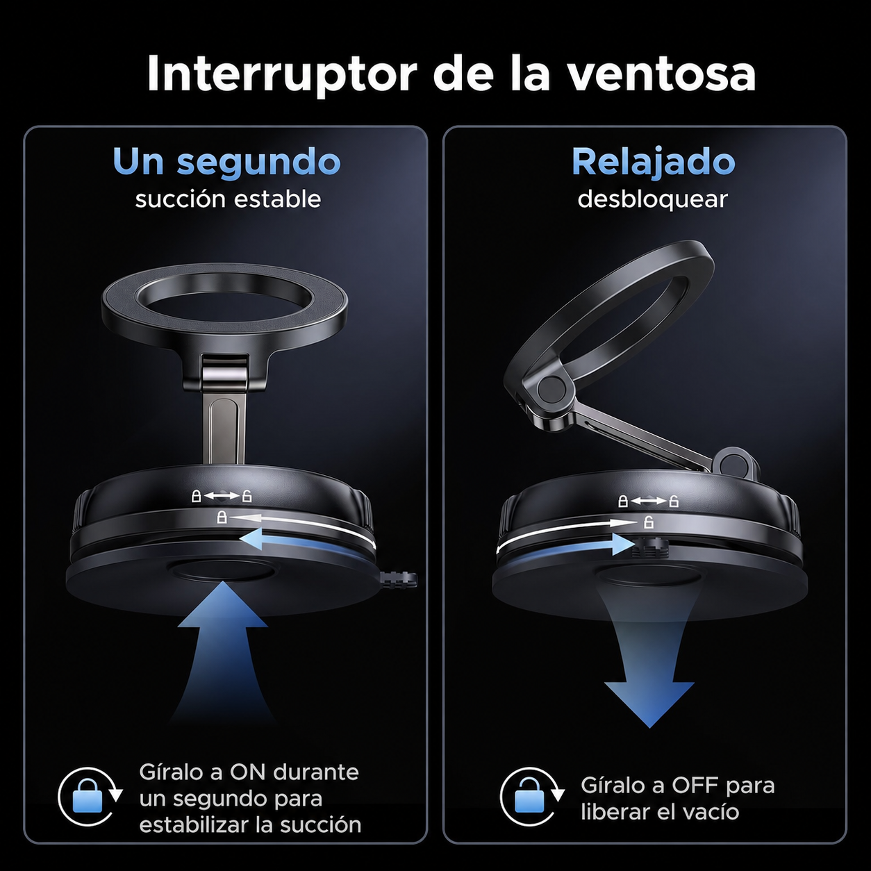 Snap Grip 360 | Soporte Magnético MagSafe para Carro con Base de Succión y Ajuste 360