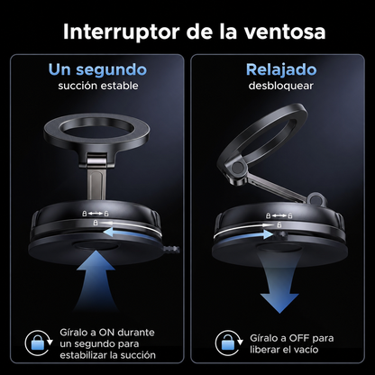 Snap Grip 360 | Soporte Magnético MagSafe para Carro con Base de Succión y Ajuste 360