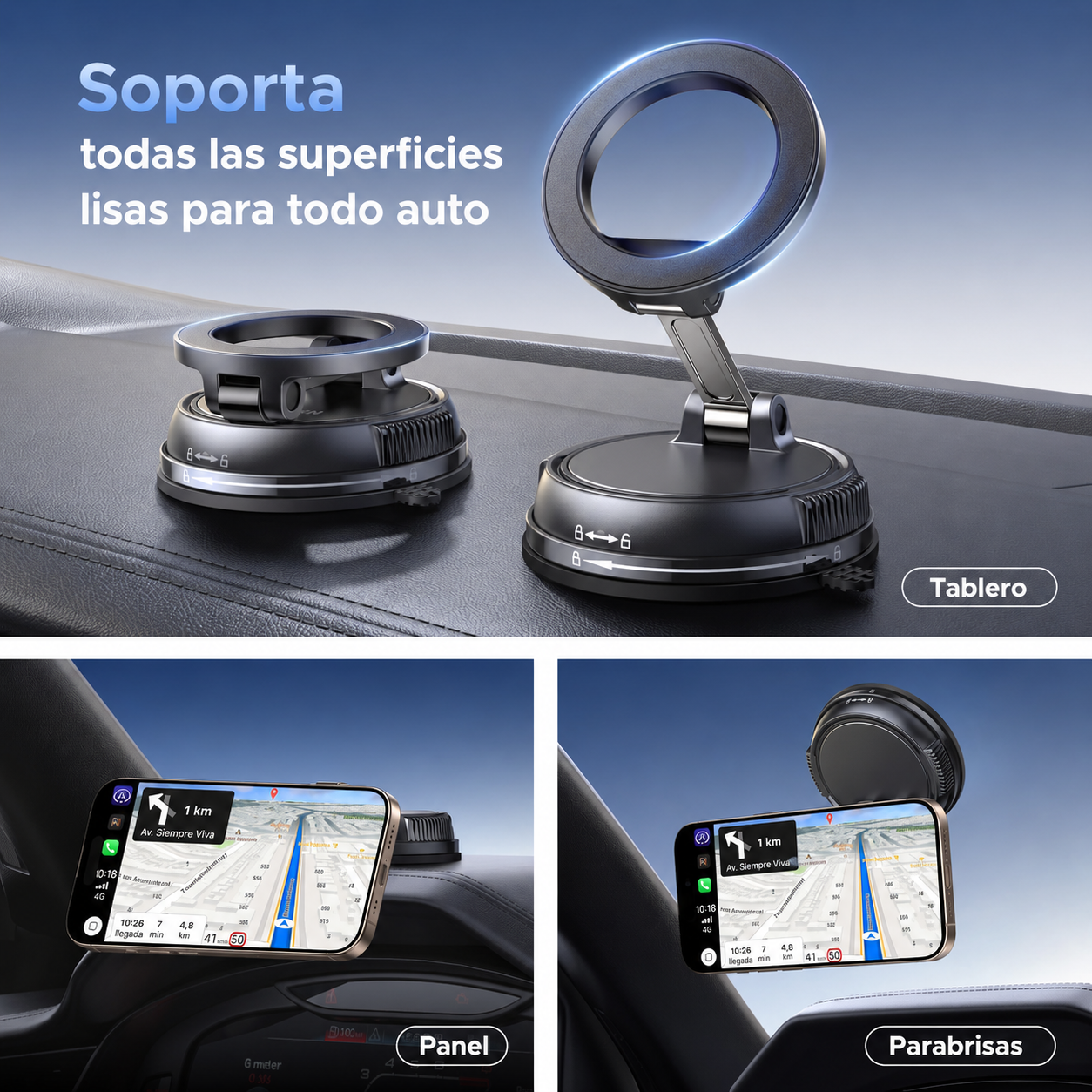 Snap Grip 360 | Soporte Magnético MagSafe para Carro con Base de Succión y Ajuste 360