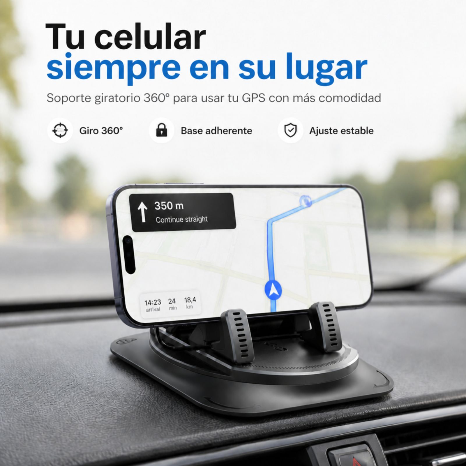 Dash Grip 360 en el tablero con el GPS abierto